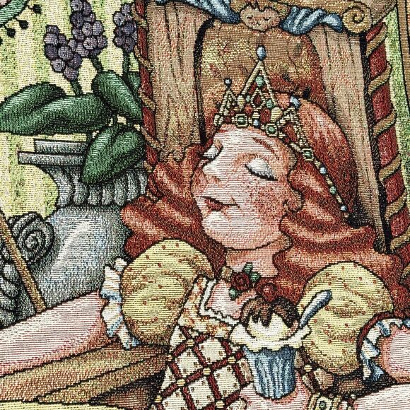 Mary Engelbreit Vintage 90s PRINCESS QUITE A LOT Throw Blanket Tapestry 47x68” - Picture 7 of 10